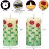 imageEldnacele Christmas Flameless Candles with 6 Hour Timer Battery Operated Hand Painted Pine Cone Real Wax 3D Wick Flickering LED Pillar Candles for Dinner Indoor Holiday Xmas Decor2Pcs D3H576Hand Painted Rose
