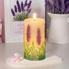 imageEldnacele Christmas Flameless Candles with 6 Hour Timer Battery Operated Hand Painted Pine Cone Real Wax 3D Wick Flickering LED Pillar Candles for Dinner Indoor Holiday Xmas Decor2Pcs D3H576Hand Painted Lavender