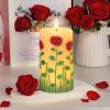 imageEldnacele Christmas Flameless Candles with 6 Hour Timer Battery Operated Hand Painted Pine Cone Real Wax 3D Wick Flickering LED Pillar Candles for Dinner Indoor Holiday Xmas Decor2Pcs D3H576Hand Painted Rose