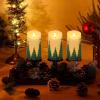 imageEldnacele Christmas Flameless Candles with 6 Hour Timer Battery Operated Hand Painted Pine Cone Real Wax 3D Wick Flickering LED Pillar Candles for Dinner Indoor Holiday Xmas Decor2Pcs D3H574Hand Painted Christmas Tree