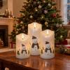 imageEldnacele Christmas Snowman Flameless Candles with Remote and Timer Hand Carved Battery Operated Flickering Real Wax LED Pillar White 3 Pack Candles for Xmas Gift Winter Holiday Christmas Decor