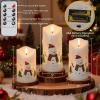 imageEldnacele Christmas Snowman Flameless Candles with Remote and Timer Hand Carved Battery Operated Flickering Real Wax LED Pillar White 3 Pack Candles for Xmas Gift Winter Holiday Christmas Decor