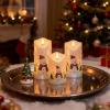 imageEldnacele Christmas Snowman Flameless Candles with Remote and Timer Hand Carved Battery Operated Flickering Real Wax LED Pillar White 3 Pack Candles for Xmas Gift Winter Holiday Christmas Decor