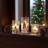 imageEldnacele Snowman Glass Flameless Flickering Candles with Remote and Timer Battery Operated Real Wax LED Pillar Candles Snowman House Decal Christmas Home Indoor Holiday Decor 3Pcs D3H45quot6quotSnowman Candle
