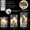 imageEldnacele Snowman Glass Flameless Flickering Candles with Remote and Timer Battery Operated Real Wax LED Pillar Candles Snowman House Decal Christmas Home Indoor Holiday Decor 3Pcs D3H45quot6quotSnowman Candle