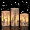 imageEldnacele Christmas Candy Cane Stripe Flameless Candles with Remote and Timer Battery Operated 3D Wick Flickering Real Wax Stripe Glitter Pillar LED Candles Holiday Xmas Decor 3Pcs D3H45quot6quot4Silver Deer Decal