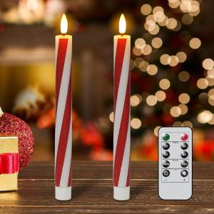 imageEldnacele Flameless Flickering Taper Candles with Remote and Timer Battery Operated Spiral Window Real Wax Candles Red LED Candlesticks for Dinner Home Indoor Holiday Decor2pcs D078H9752Candy Cane Stripe Candles