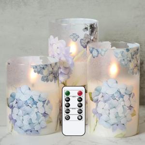 imageEldnacele Snowman Glass Flameless Flickering Candles with Remote and Timer Battery Operated Real Wax LED Pillar Candles Snowman House Decal Christmas Home Indoor Holiday Decor 3Pcs D3H45quot6quot3 Hydrangea Bule