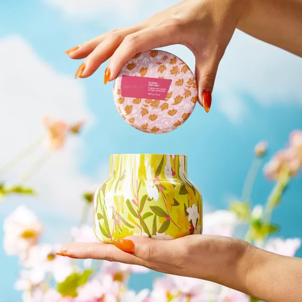 Capri Blue Aloha Orchid Pattern Play Petite Jar Candle  Luxury Soy Wax Blend Aloha Orchid Candle  LongBurning Cute Candle for Summer ampamp Fall Decor 8 oz