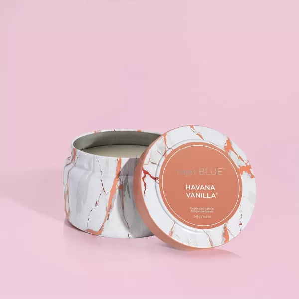 Capri Blue Candles  Modern Marble Printed Travel Tin Jar Candles  Luxury Candles for Home Scented  Soy Candle Blend  Long Lasting Candles  Cute Candles  Havana Vanilla Scented Candles 85 ozHavana Vanilla
