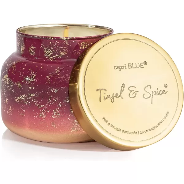 Capri Blue Glimmer Oversized Jar Candle  Pumpkin Dulce Scented Candle with Ombre Glass Candle Holder  Luxury Aromatherapy Candle  Cider and Gold 28 ozTINSEL  SPICE