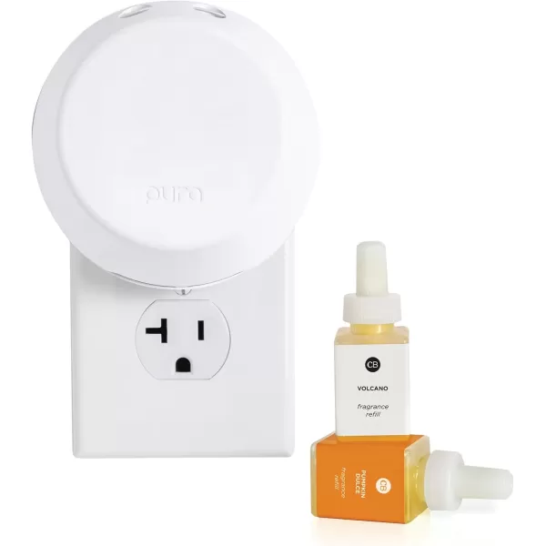 Capri Blue Pura 4 Smart Fragrance Diffuser Kit  Includes 1 Pura V4 Aromatherapy Diffuser  1 Capri Blue Volcano and 1 Pumpkin Dulce Pura Fragrance Refill Vial  Fragrance Diffusers for Home
