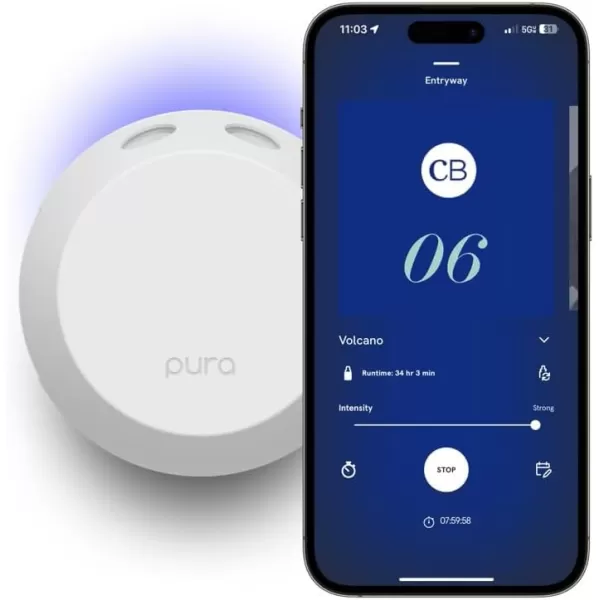 Capri Blue Pura 4 Smart Fragrance Diffuser Kit  Includes 1 Pura V4 Aromatherapy Diffuser  2 Capri Blue Volcano Diffuser Pura Fragrance Refill Vials  Fragrance Diffusers for Home