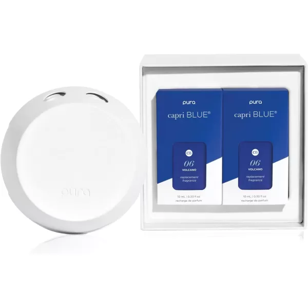 Capri Blue Pura 4 Smart Fragrance Diffuser Kit  Includes 1 Pura V4 Aromatherapy Diffuser  2 Capri Blue Volcano Diffuser Pura Fragrance Refill Vials  Fragrance Diffusers for Home