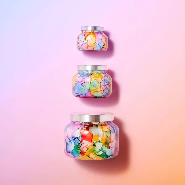 Capri Blue Volcano Candle  Rainbow Watercolor Petite Glass Jar Candle  Luxury Aromatherapy Candle  Tropical Fruits ampamp Sugared Citrus Candle 8 OzVolcano
