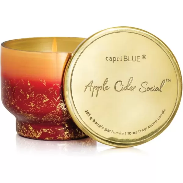 Capri Blue Apple Cider Social Scented Candles for Home  Glimmer Inverted Jar Candles  Long Lasting Candles  Soy Candles  Holiday Candles with Cranberry Red ampamp Gold Ombre Glass Candle Holder 10 oz
