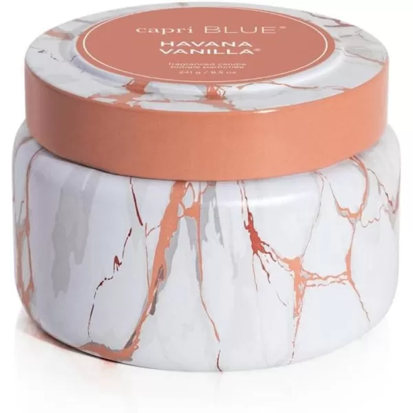 Capri Blue Candles  Modern Marble Printed Travel Tin Jar Candles  Luxury Candles for Home Scented  Soy Candle Blend  Long Lasting Candles  Cute Candles  Havana Vanilla Scented Candles 85 ozHavana Vanilla