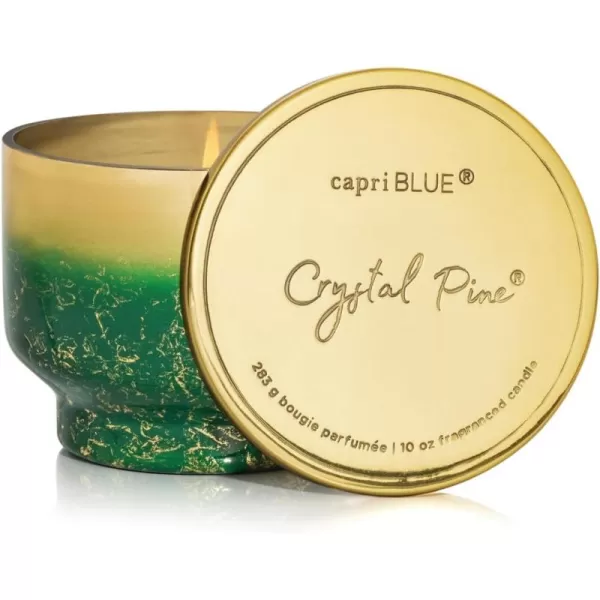 Capri Blue Crystal Pine Scented Candles for Home  Glimmer Inverted Jar Candles  Long Lasting Candles  Soy Candles  Holiday Candles with Emerald Green ampamp Gold Ombre Glass Candle Holder 10 oz
