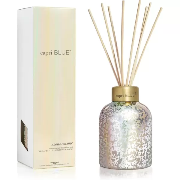 Capri Blue Reed Diffuser  Comes with Aloha Orchid Scented Diffuser Oil Diffuser Sticks and Mercury Iridescent Glass Bottle  Aromatherapy Diffuser 57 fl ozAloha Orchid