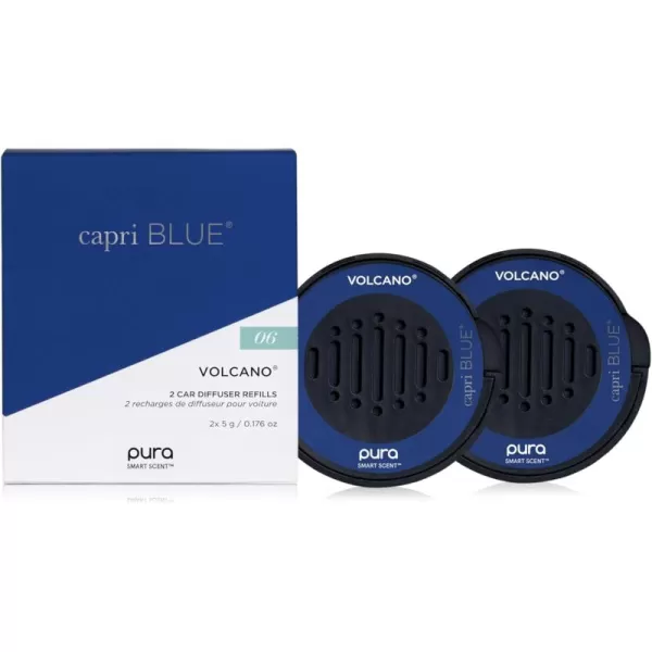 Capri Blue Volcano Pura Car Diffuser Refills  Use with Pura Car Air Fresheners  2 Car Scent Diffuser Refills with Notes of Sugared Citrus and Tropical Fruits  Car Accessories 2 Pack Refills OnlyVolcano