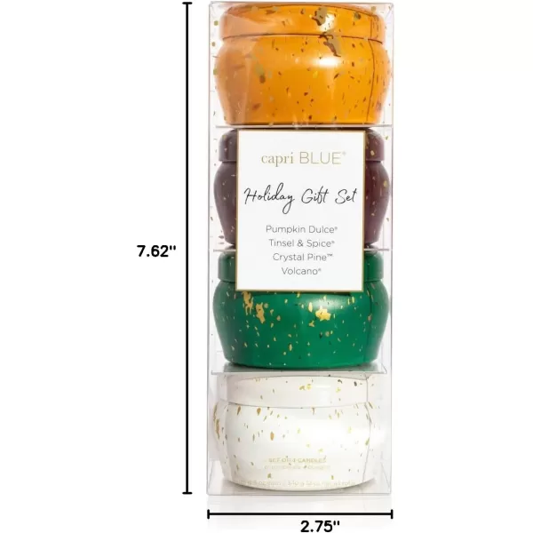 Capri Blue Glimmer Candle Holiday Gift Set  Volcano Crystal Pine Pumpkin Dulce Tinsel ampamp Spice  Luxury Aromatherapy Candles  3 Oz Each