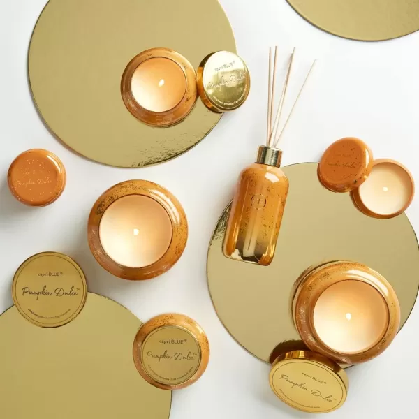 Capri Blue Glimmer Reed Diffuser Set  includes Diffuser Sticks Volcano Diffuser Oil and Glass Oil Diffuser Bottle  White ampamp Gold Diffusers for Home Decor 8 fl ozPumpkin Dulce