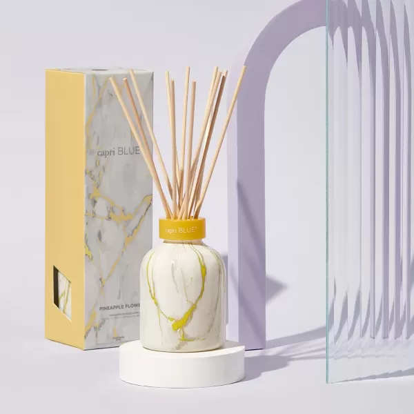 Capri Blue Reed Diffuser Set  Includes Modern Marble Oil Diffuser Diffuser Sticks ampamp Aroma Diffuser Oil  Air Freshener  Diffusers for Home Decor  Honeydew Crush Diffuser Scents 57 fl ozPineapple Flower