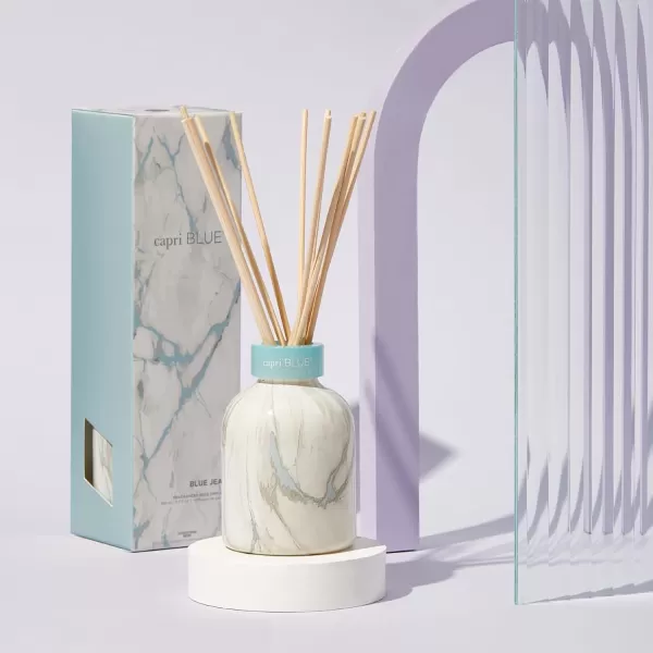 Capri Blue Reed Diffuser Set  Includes Modern Marble Oil Diffuser Diffuser Sticks ampamp Aroma Diffuser Oil  Air Freshener  Diffusers for Home Decor  Honeydew Crush Diffuser Scents 57 fl ozBlue Jean