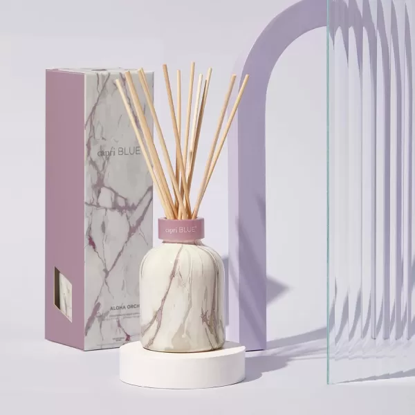 Capri Blue Reed Diffuser Set  Includes Modern Marble Oil Diffuser Diffuser Sticks ampamp Aroma Diffuser Oil  Air Freshener  Diffusers for Home Decor  Honeydew Crush Diffuser Scents 57 fl ozAloha Orchid