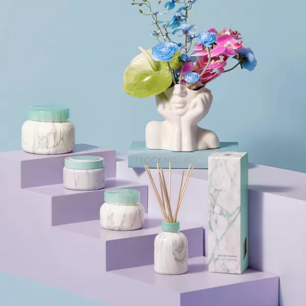 Capri Blue Reed Diffuser Set  Includes Modern Marble Oil Diffuser Diffuser Sticks ampamp Aroma Diffuser Oil  Air Freshener  Diffusers for Home Decor  Honeydew Crush Diffuser Scents 57 fl ozCoconut Santal