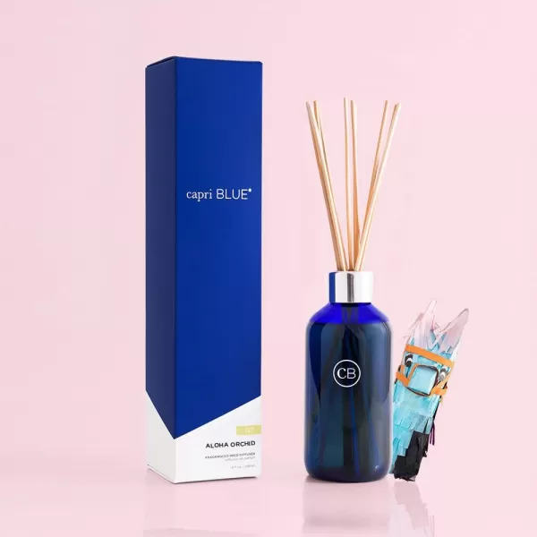 Capri Blue Reed Oil Diffuser  Volcano  Comes with Diffuser Sticks Oil and Glass Bottle  Aromatherapy Diffuser  8 Fl Oz  Navy BlueAloha Orchidcobalt Blue