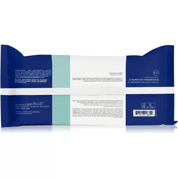 Capri Blue Volcano Multi Surface Wipes  MultiPurpose Cleaning Wipes with Grapefruit ampamp Tangerine Essential Oils  Safe for Countertops Walls and More  Nontoxic Vegan ampamp Cruelty Free 48 count