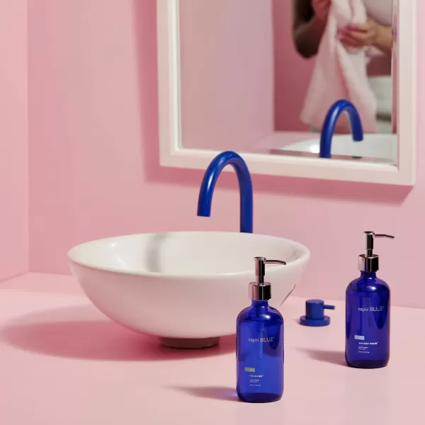 Capri Blue Watery Moon Large Moisturizing Hand Wash Soap  Refillable Liquid Hand Soap Pump Bottle Glass  Vegan Formula  No Added Gluten Parabens or Sulfates 15 fl oz