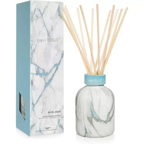 Capri Blue Reed Diffuser Set  Includes Modern Marble Oil Diffuser Diffuser Sticks ampamp Aroma Diffuser Oil  Air Freshener  Diffusers for Home Decor  Honeydew Crush Diffuser Scents 57 fl ozBlue Jean