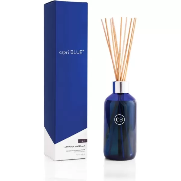 Capri Blue Reed Oil Diffuser  Volcano  Comes with Diffuser Sticks Oil and Glass Bottle  Aromatherapy Diffuser  8 Fl Oz  Navy BlueHavana Vanilla  Cobalt Blue