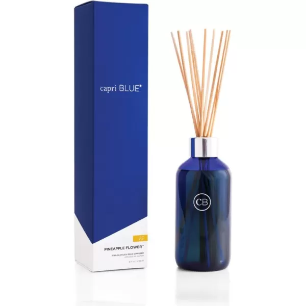 Capri Blue Reed Oil Diffuser  Volcano  Comes with Diffuser Sticks Oil and Glass Bottle  Aromatherapy Diffuser  8 Fl Oz  Navy BluePineapple Flower  Cobalt Blue