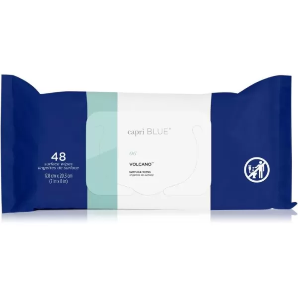 Capri Blue Volcano Multi Surface Wipes  MultiPurpose Cleaning Wipes with Grapefruit ampamp Tangerine Essential Oils  Safe for Countertops Walls and More  Nontoxic Vegan ampamp Cruelty Free 48 count