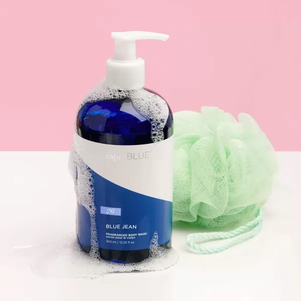 Capri Blue Blue Jean Body Wash  Linen Scented Liquid Body Soap  Moisturizing Body Wash  Paraben Sulfate CrueltyFree Vegan Body Wash 12 Oz
