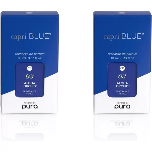 Capri Blue Pura Smart Home Plugin Diffuser Refills  Coconut Santal Capri Blue Pura Refills  Pura Diffuser Refills with Hibiscus ampamp Lime Scents  LongLasting Aromatherapy Diffuser Pack of 2Aloha Orchid