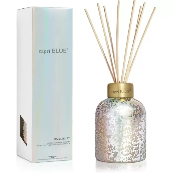 imageCapri Blue Reed Diffuser  Comes with Havana Vanilla Scented Diffuser Oil Diffuser Sticks and Mercury Iridescent Glass Bottle  Aromatherapy Diffuser 57 fl ozBlue Jean