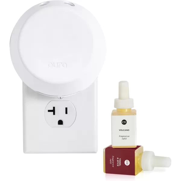 imageCapri Blue Pura 4 Smart Fragrance Diffuser Kit  Includes 1 Pura V4 Aromatherapy Diffuser  1 Capri Blue Volcano and 1 Tinsel ampamp Spice Pura Fragrance Refill Vial  Fragrance Diffusers for Home