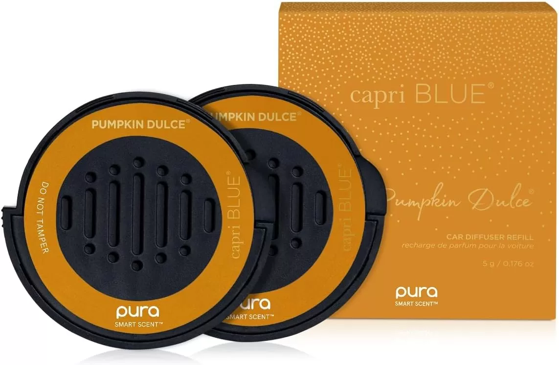 imageCapri Blue Havana Vanilla Pura Car Diffuser Refills  Use with Pura Car Air Fresheners  Car Scent Diffuser Refill with Notes of Vanilla Bergamot ampamp Sandalwood  Car Accessories 2 Pack Refills OnlyPumpkin Dulce