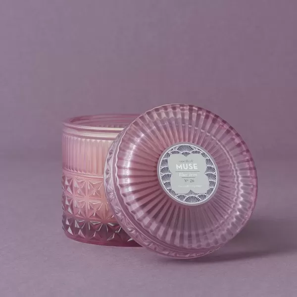 imageCapri Blue Gilded Muse Faceted Candle  Luxury Aromatherapy Candle  11 Oz  Blue Jean