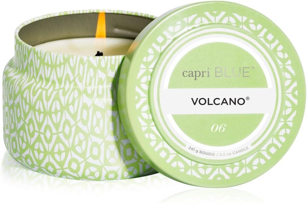 imageCapri Blue Volcano Scented Candles  Printed Travel Tin  Blended Soy Candles for Home Scented with Tropical Fruits ampamp Sugared Citrus  Spring Home Decor Iced Matcha Green Color 85 ozIced Matcha Green