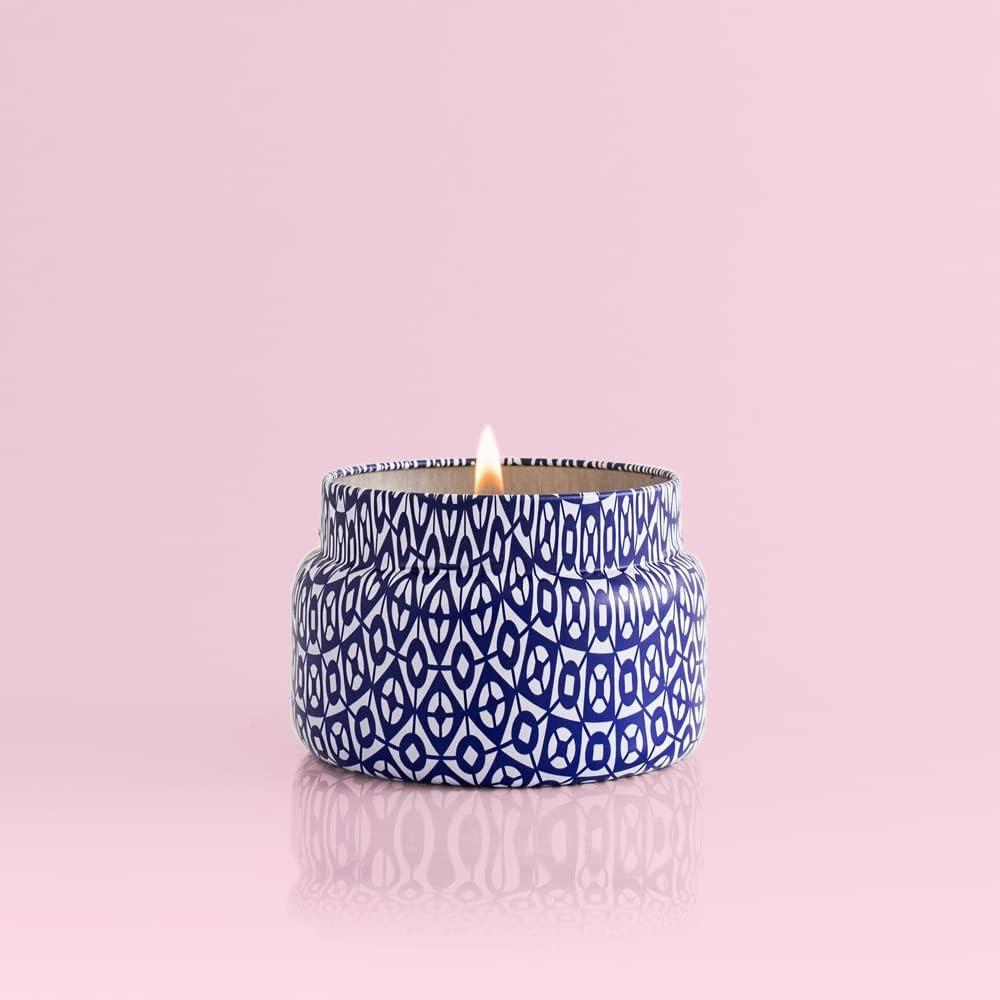 imageCapri Blue Volcano Scented Candles  Printed Travel Tin  Blended Soy Candles for Home Scented with Tropical Fruits ampamp Sugared Citrus  Spring Home Decor Iced Matcha Green Color 85 ozCobalt Blue