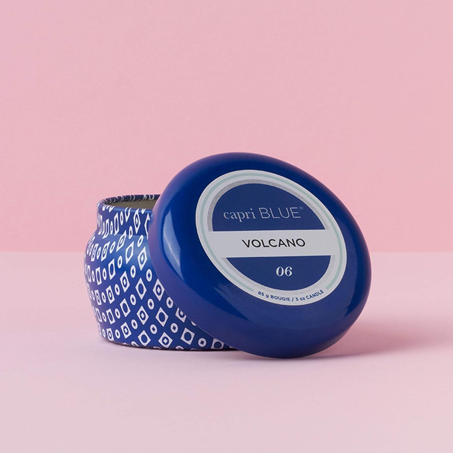 imageCapri Blue Volcano Scented Mini Tin Jar Candle  Printed Mini Tin Candles for Home Scented with Tropical Fruit ampamp Sugared Citrus  Long Lasting Soy Wax Blend Iced Matcha Green 3 ozBlue