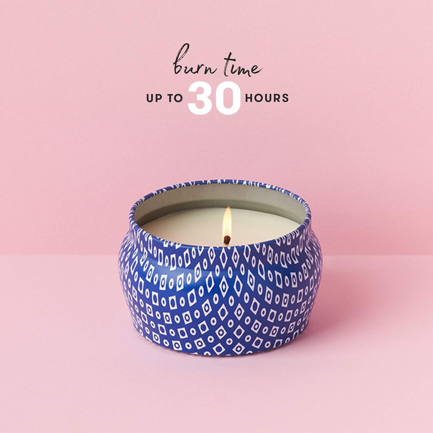 imageCapri Blue Volcano Scented Mini Tin Jar Candle  Printed Mini Tin Candles for Home Scented with Tropical Fruit ampamp Sugared Citrus  Long Lasting Soy Wax Blend Iced Matcha Green 3 ozBlue