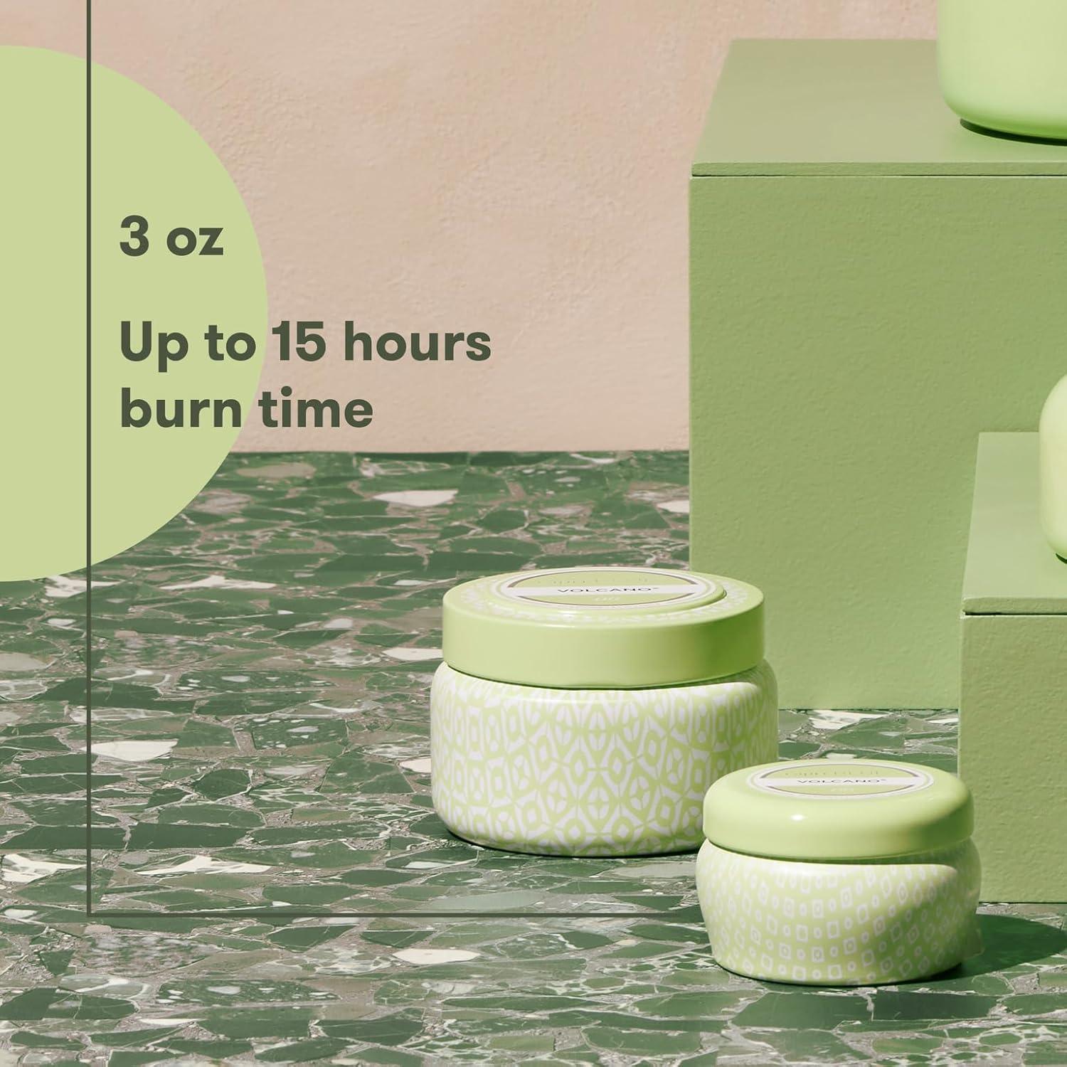 imageCapri Blue Volcano Scented Mini Tin Jar Candle  Printed Mini Tin Candles for Home Scented with Tropical Fruit ampamp Sugared Citrus  Long Lasting Soy Wax Blend Iced Matcha Green 3 ozIced Matcha Green
