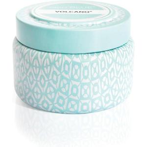 imageCapri Blue Volcano Scented Candles  Printed Travel Tin  Blended Soy Candles for Home Scented with Tropical Fruits ampamp Sugared Citrus  Spring Home Decor Iced Matcha Green Color 85 ozAqua
