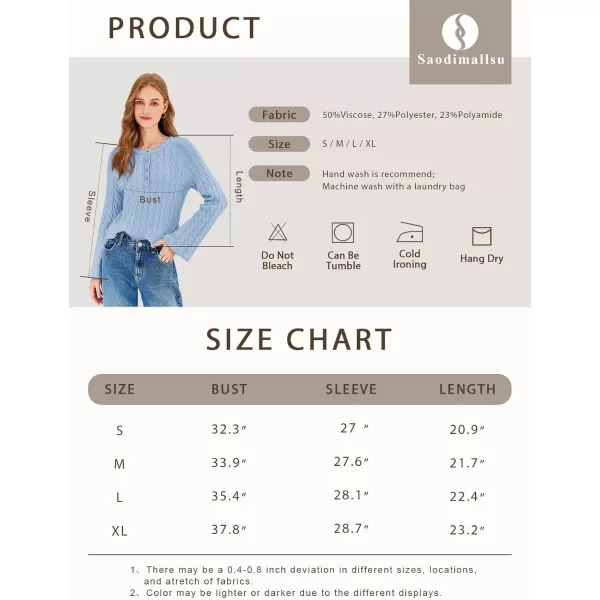 Saodimallsu Womens Button V Neck Pullover Sweaters Cable Knit Fall Trendy Bell Long Sleeve Casual Henley TopApricot